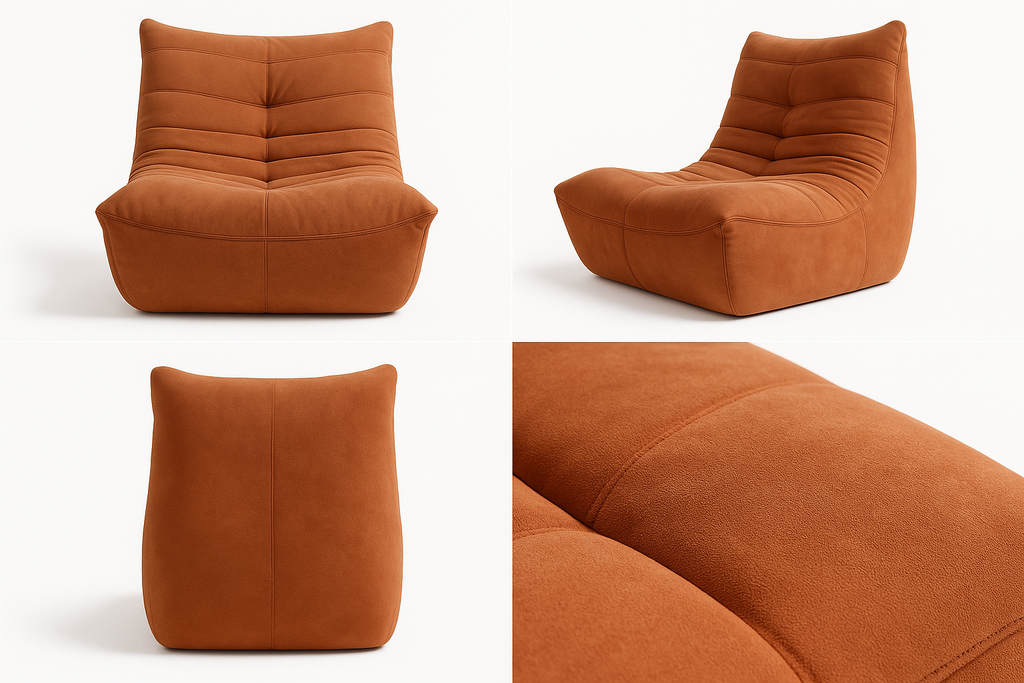 Sade Lounge Chair – Burnt Caramel Suede