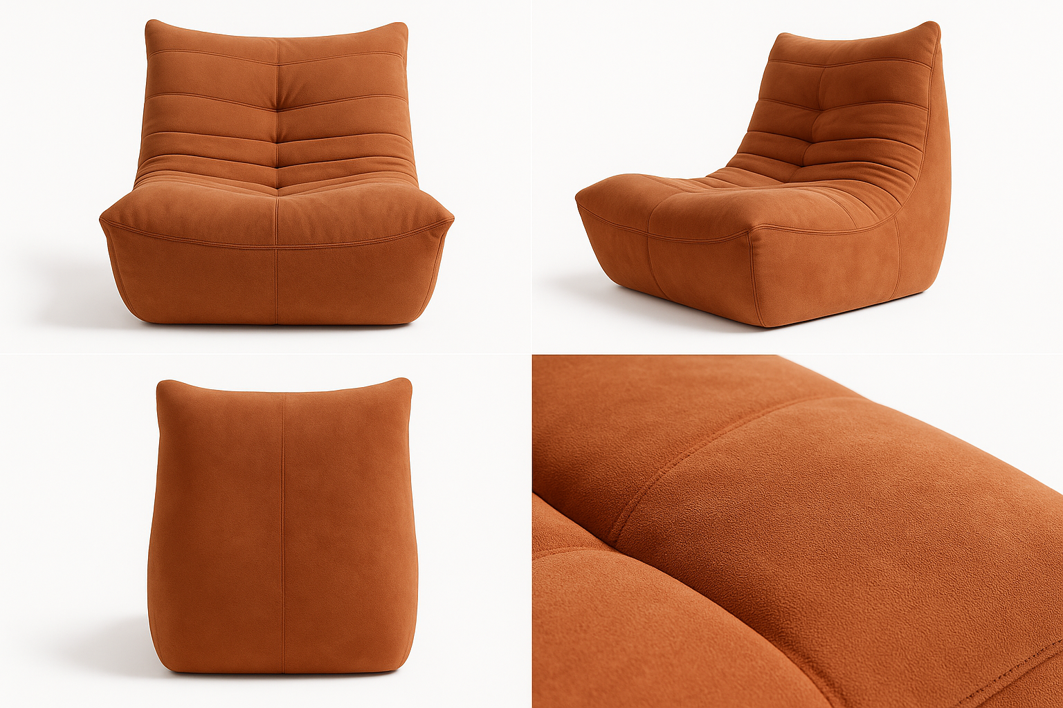 Sade Lounge Chair – Burnt Caramel Suede