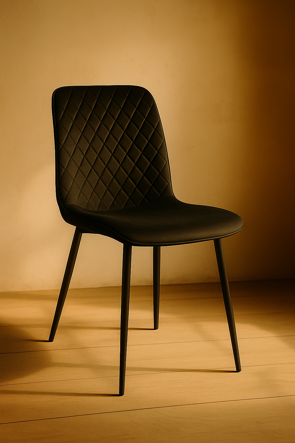 The Aurelia Quilted Dining Chair – Noir Velvet Edition