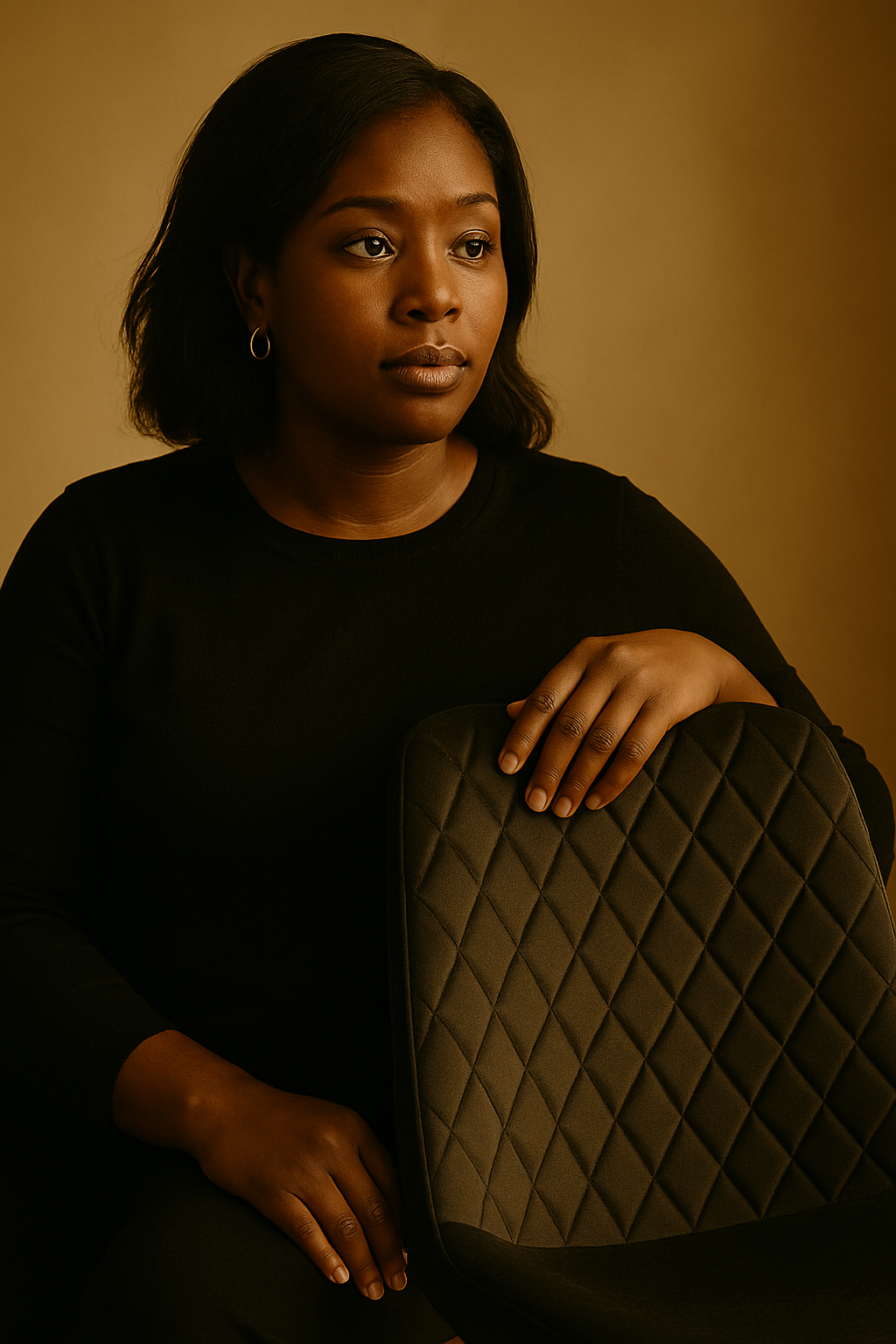 The Aurelia Quilted Dining Chair – Noir Velvet Edition