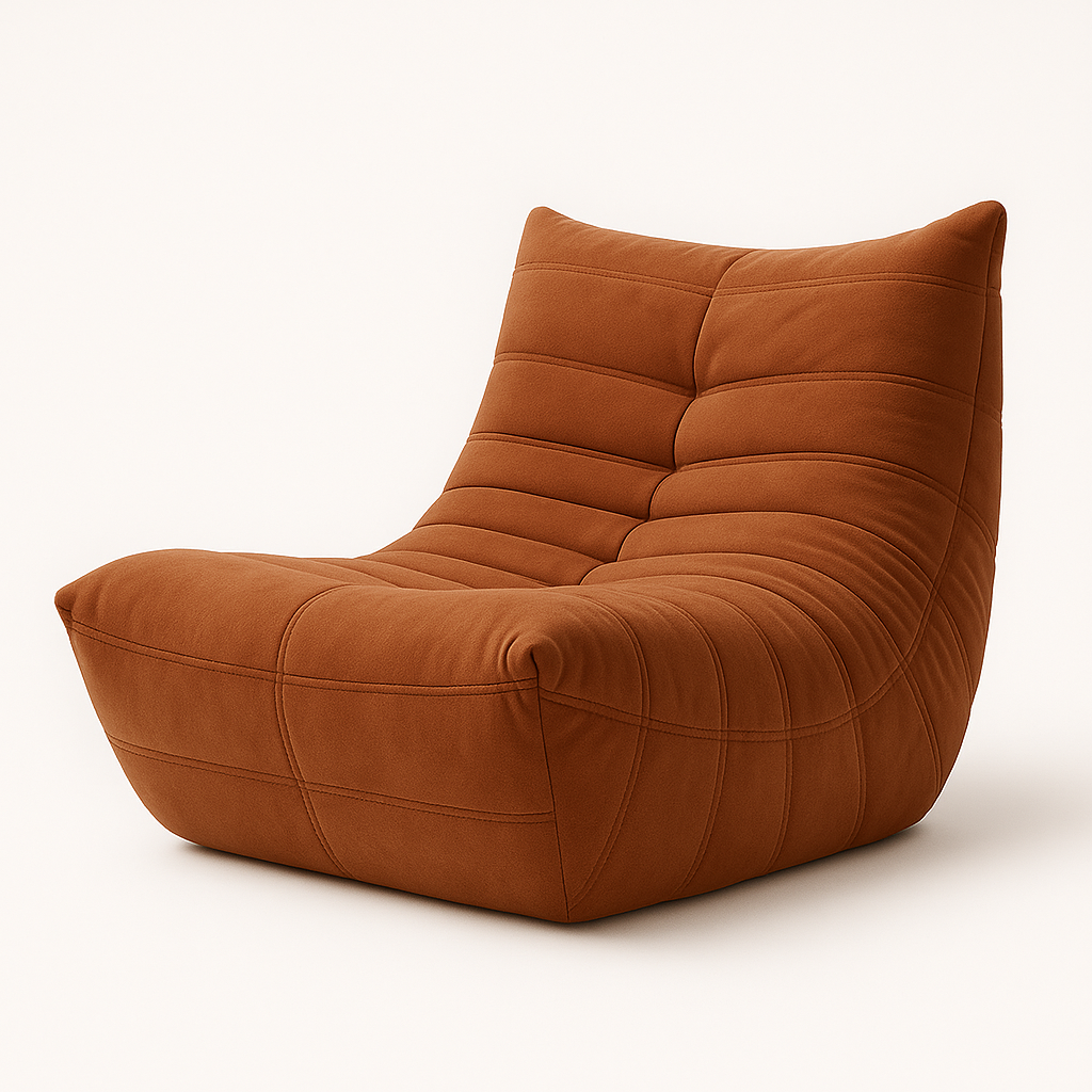 Sade Lounge Chair – Burnt Caramel Suede